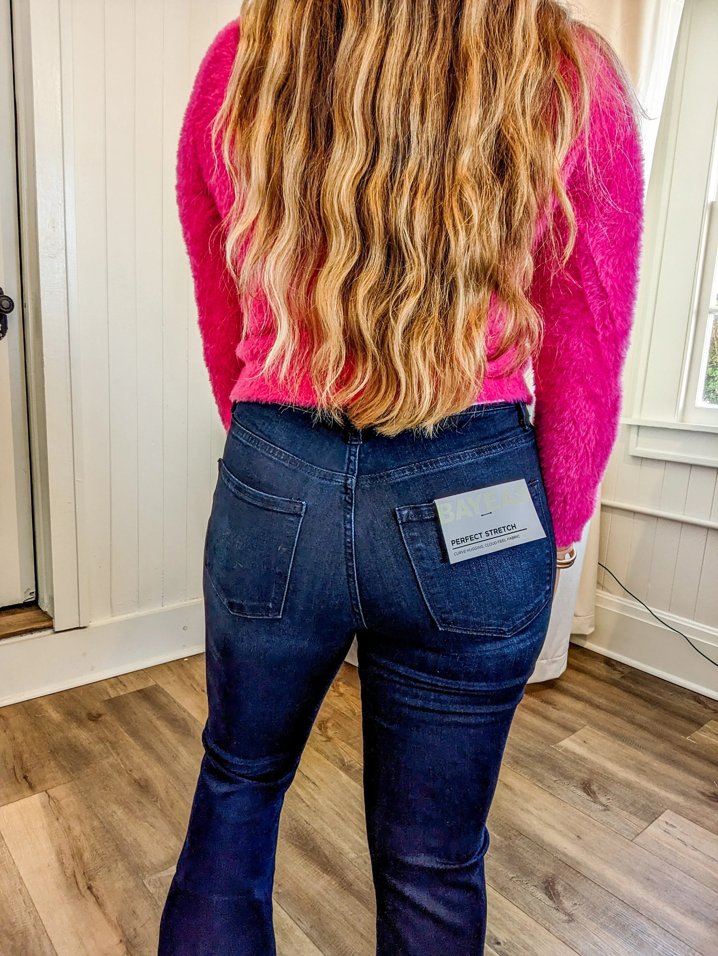 Mid Rise Deep Water Flare Jeans