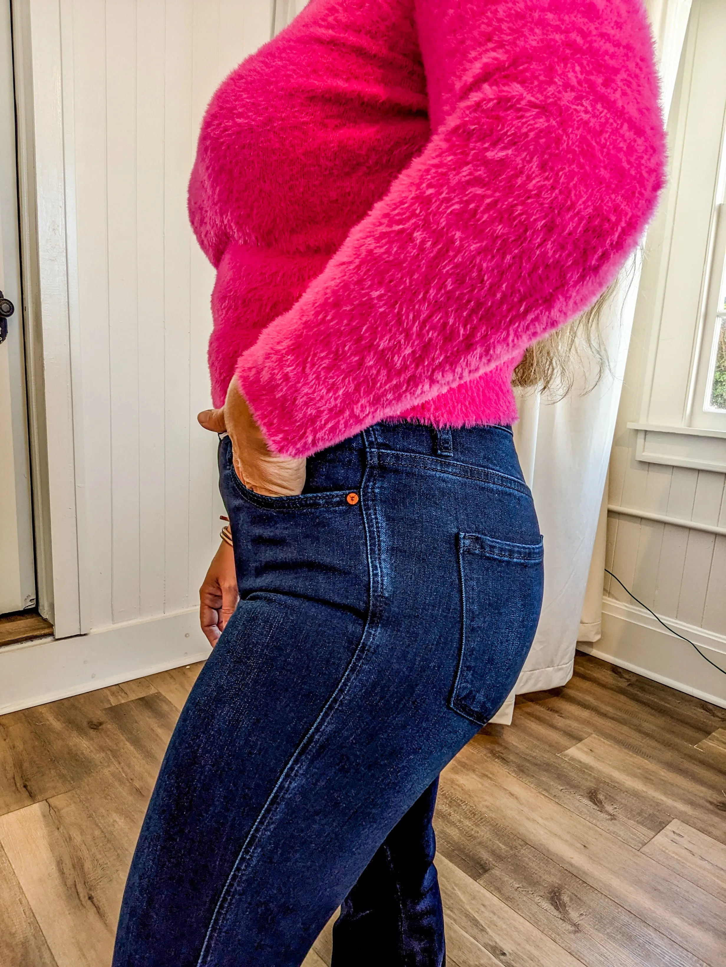 Mid Rise Deep Water Flare Jeans