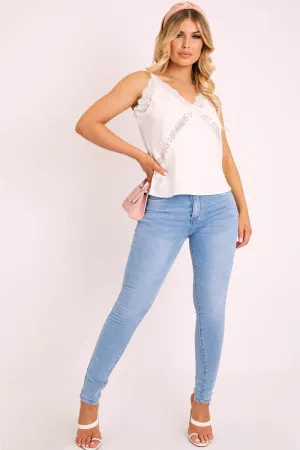 Mid Wash Blue High Rise Skinny Jeans - Kaira