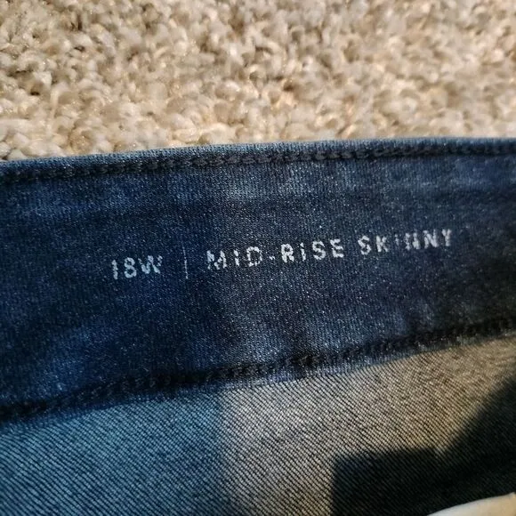 Molly &amp; Isadora Cuzco Dark Wask Mid Rise Skinny Distressed Jeans Sz 18W