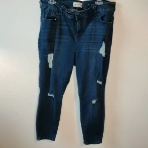 Molly &amp; Isadora Cuzco Dark Wask Mid Rise Skinny Distressed Jeans Sz 18W