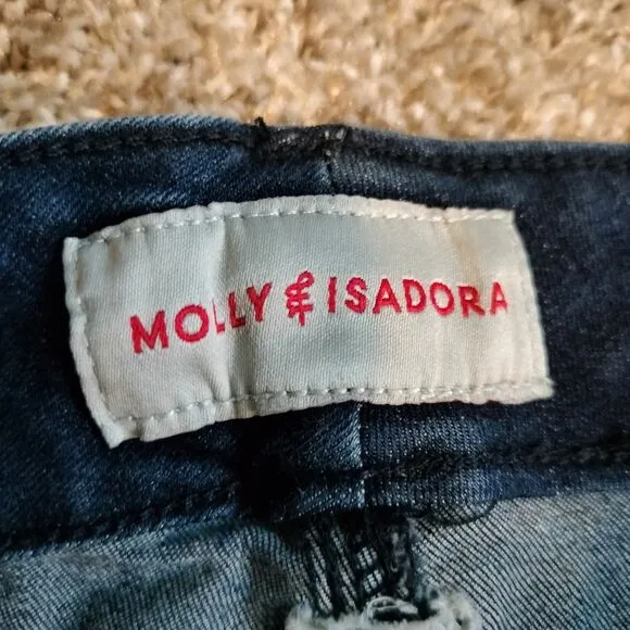Molly &amp; Isadora Cuzco Dark Wask Mid Rise Skinny Distressed Jeans Sz 18W
