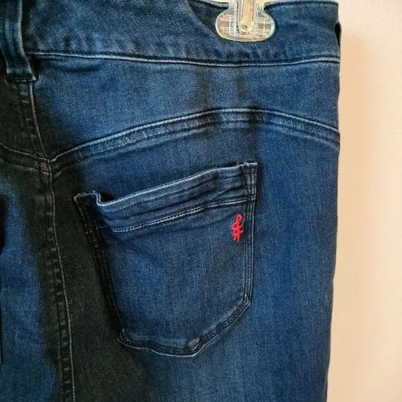 Molly &amp; Isadora Cuzco Dark Wask Mid Rise Skinny Distressed Jeans Sz 18W