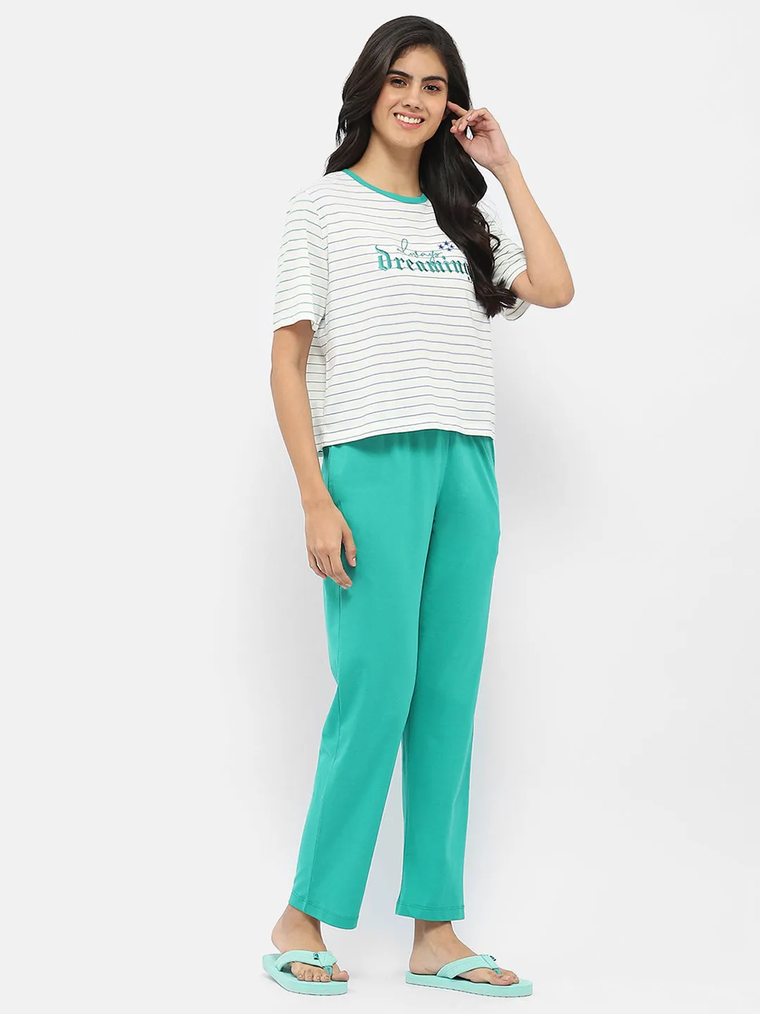 mSECRET Striped Green Nightsuit