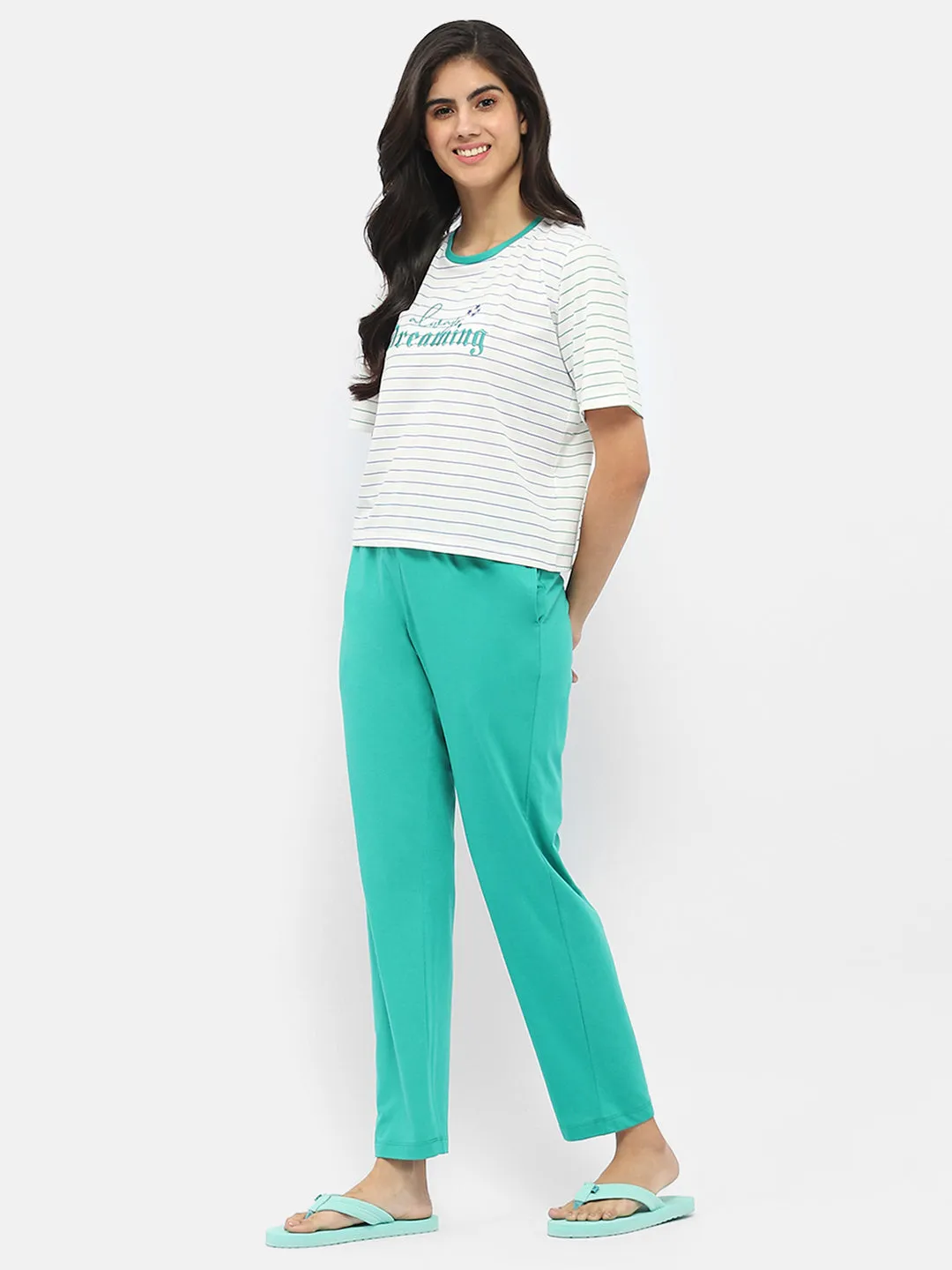 mSECRET Striped Green Nightsuit