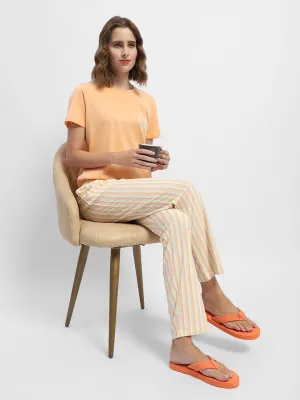 mSECRET Striped Orange Two Piece Nightsuit