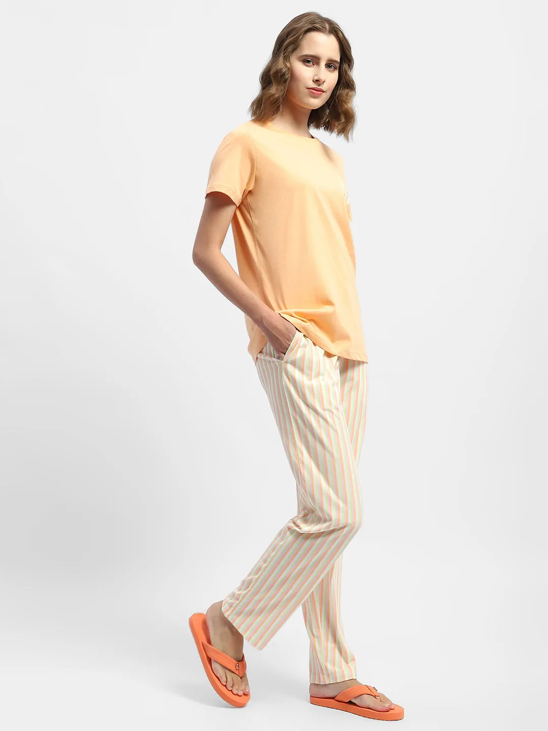 mSECRET Striped Orange Two Piece Nightsuit