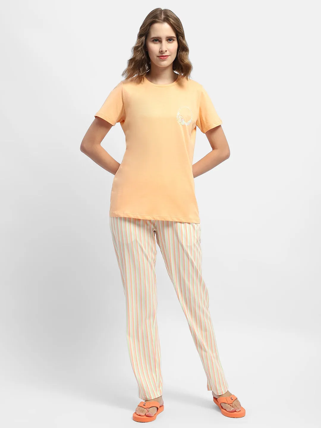 mSECRET Striped Orange Two Piece Nightsuit
