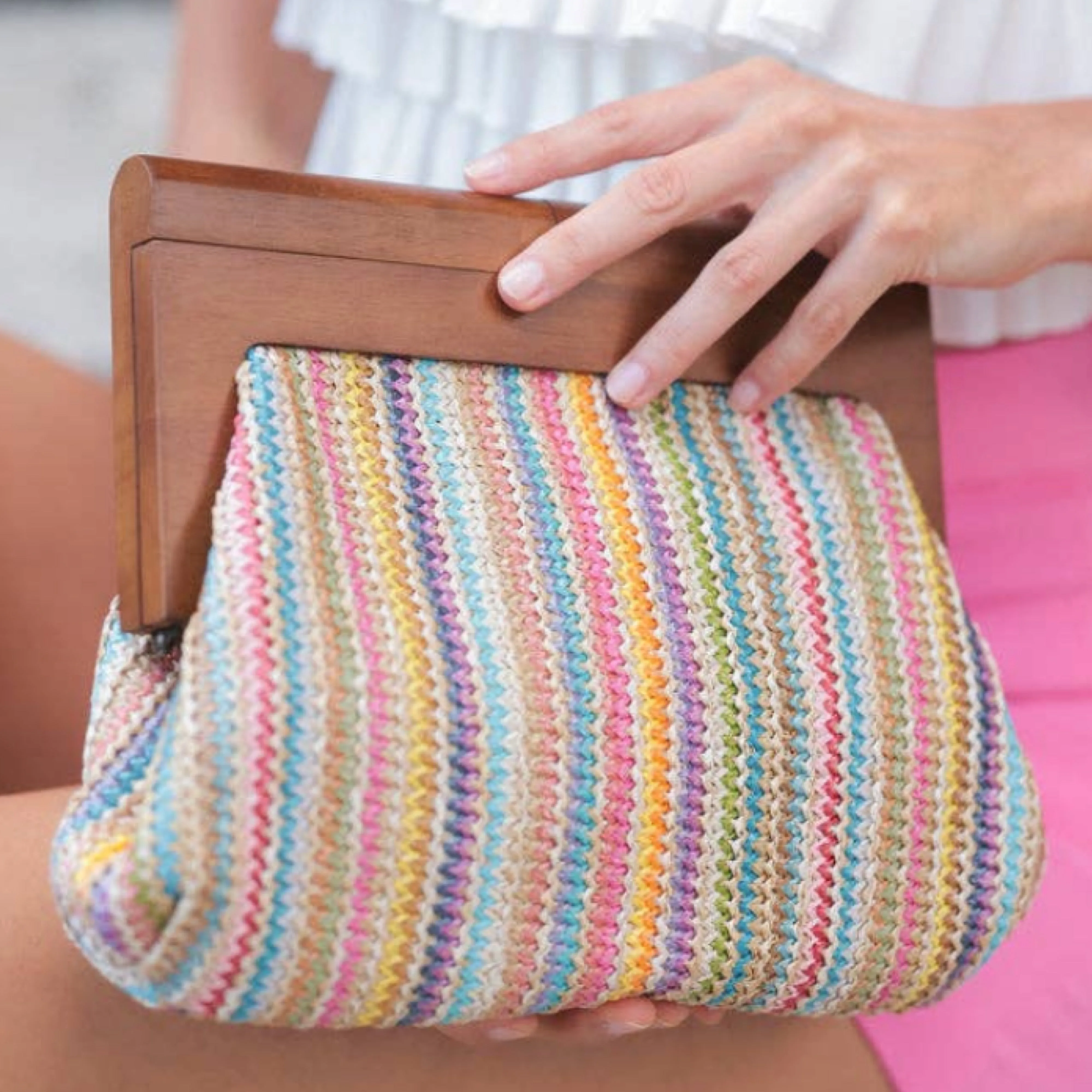 Multi Color Wood Clutch