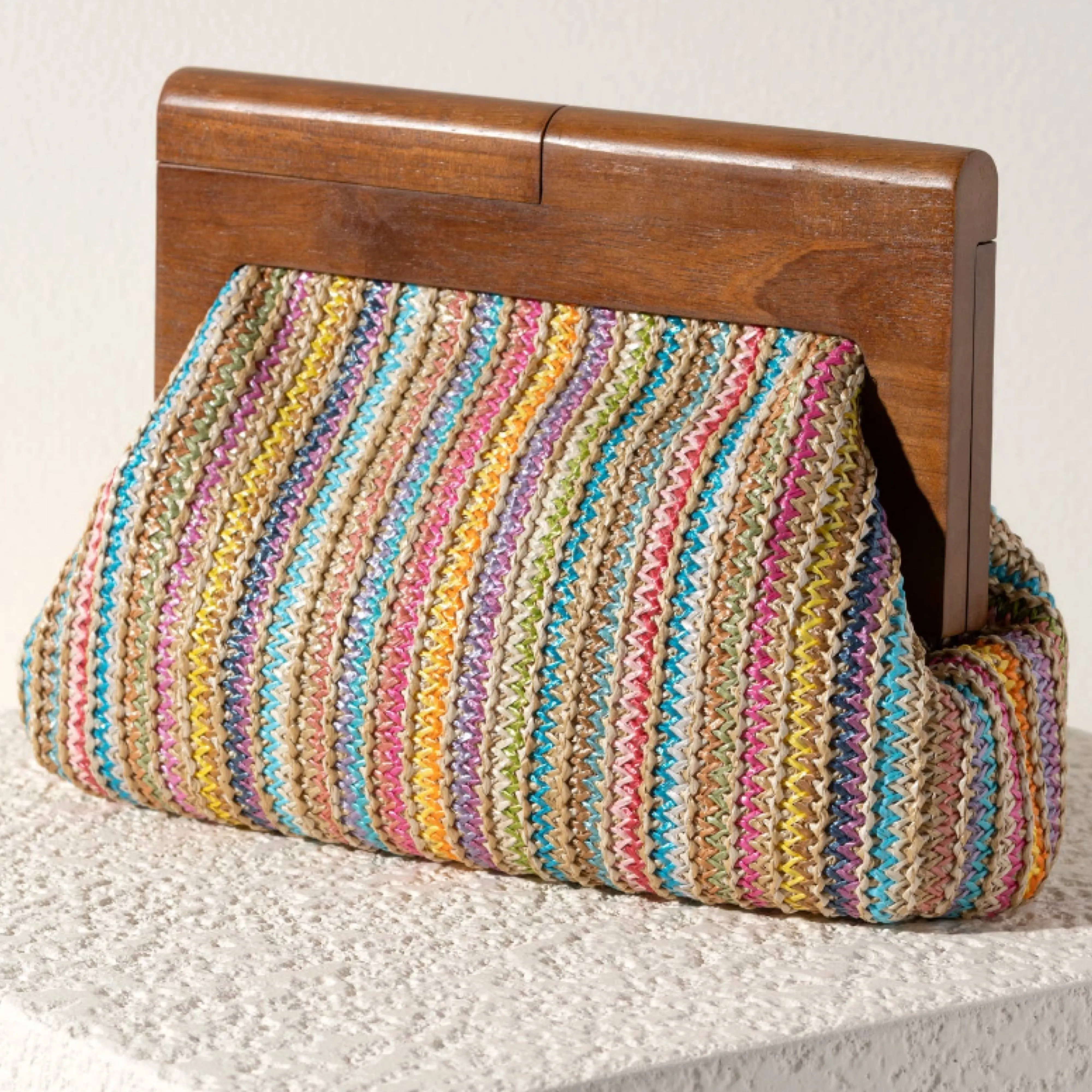 Multi Color Wood Clutch