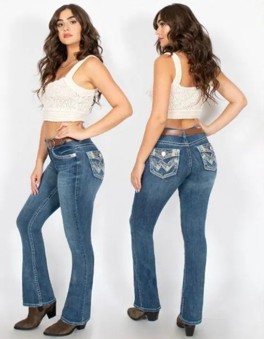 Natalie Denim Western Embroidered Bootcut Jeans