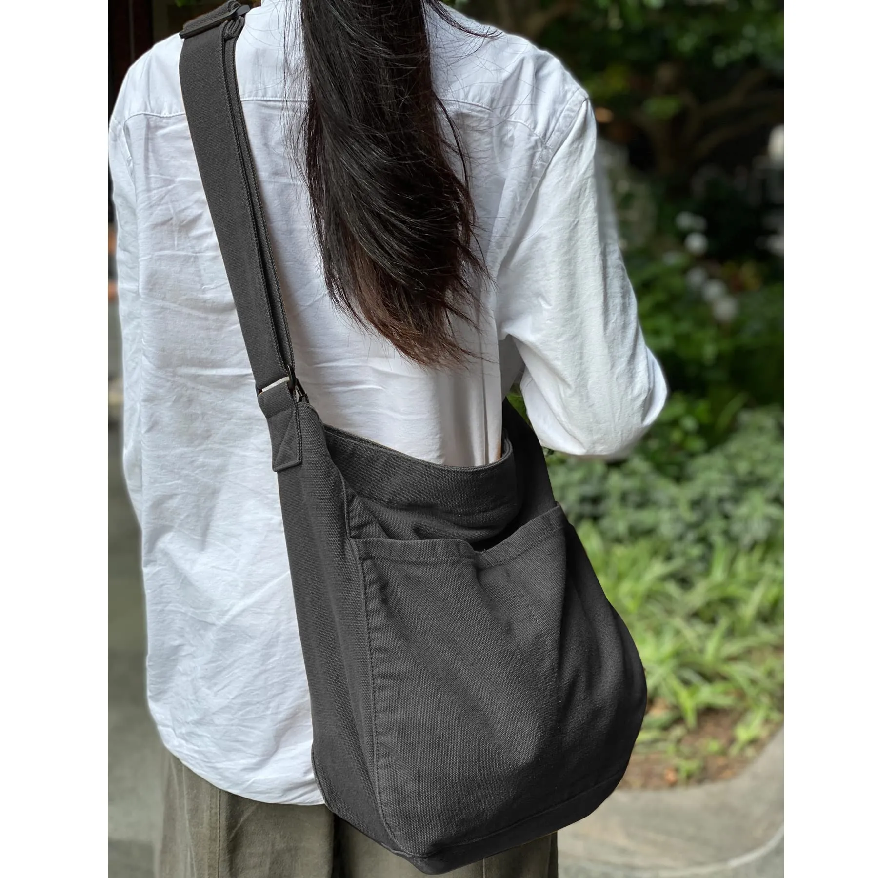NATINSA Canvas Hobo Crossbody Shoulder Tote Bag Multi-Pocket Casual Purse Messenger Bags