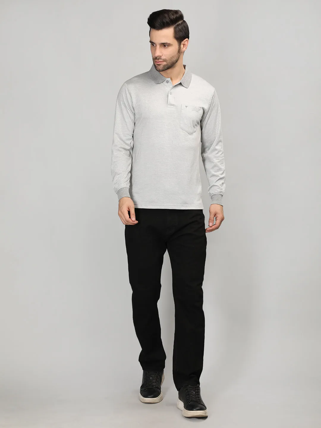 Neva Men Polo Neck Full Sleeves T-shirt Striped pattern