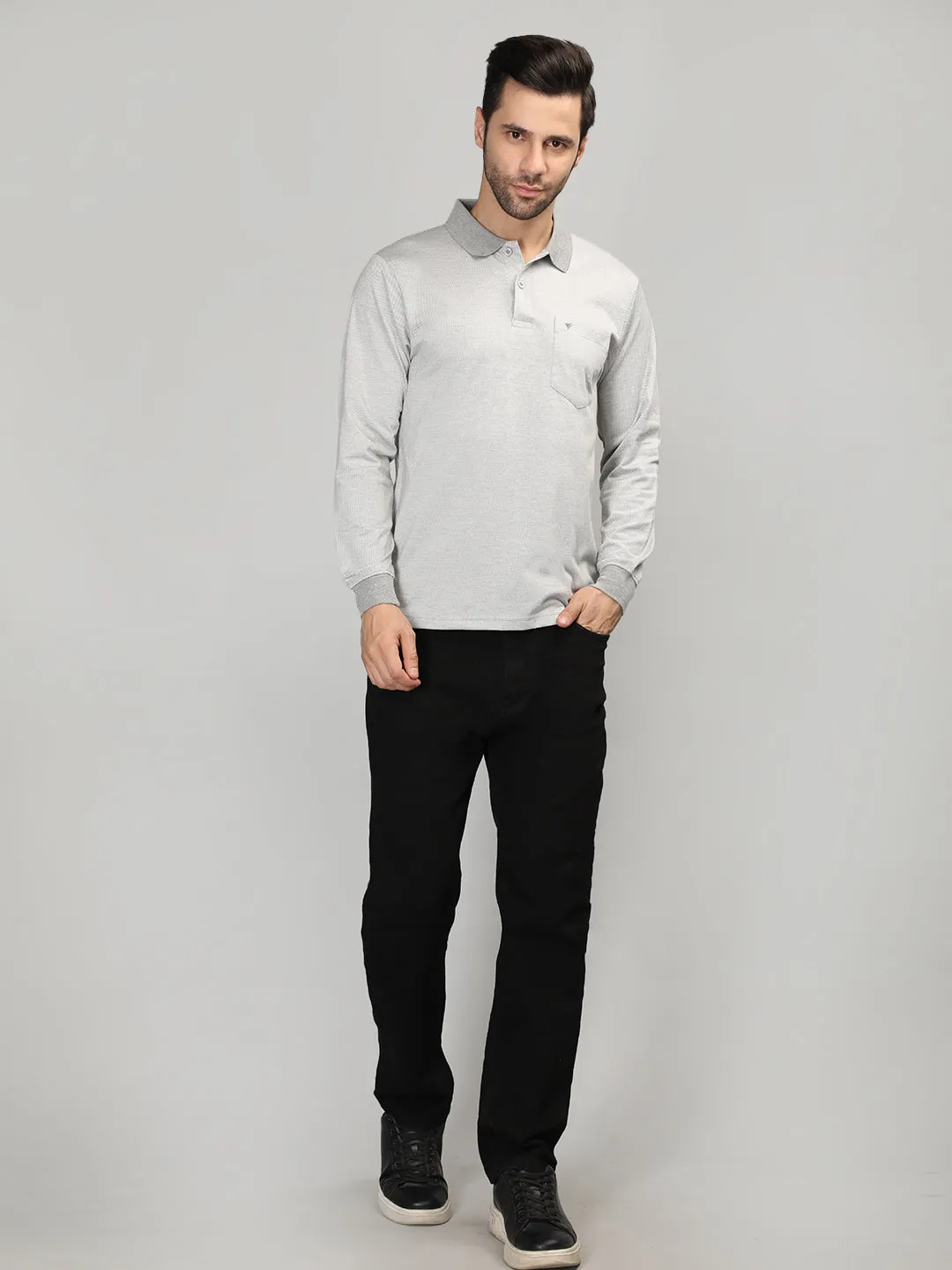 Neva Men Polo Neck Full Sleeves T-shirt Striped pattern