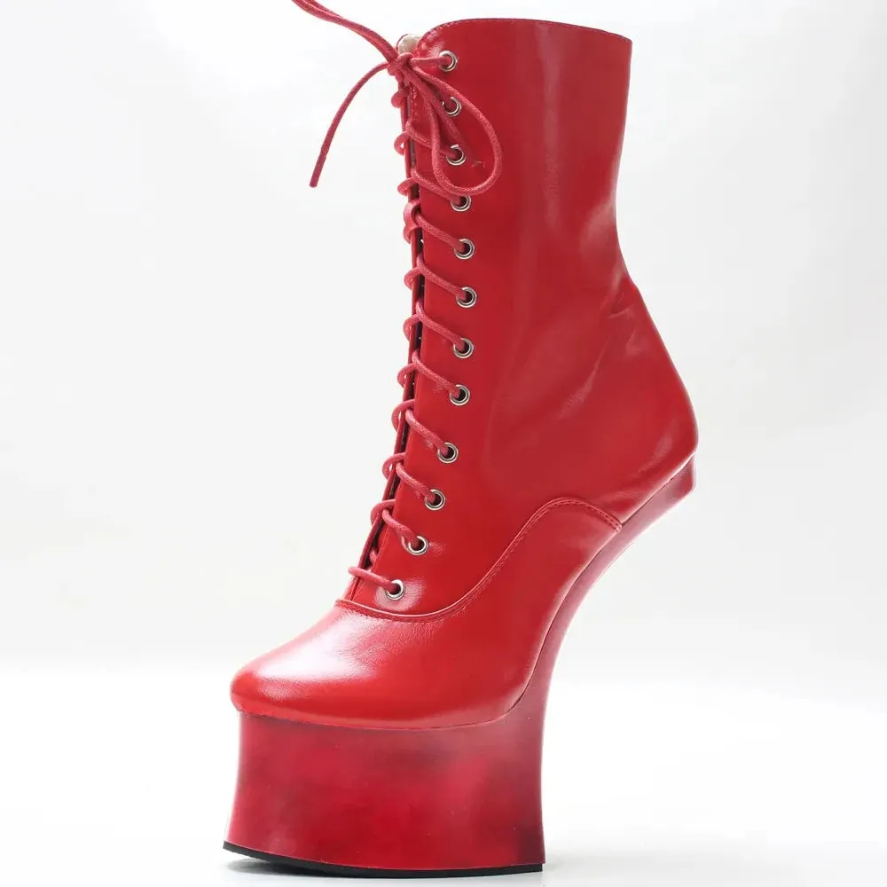 New Style Horseshoe heels Boots 18CM Super High Heel Heelless Fetish Cosplay Ankle Boots
