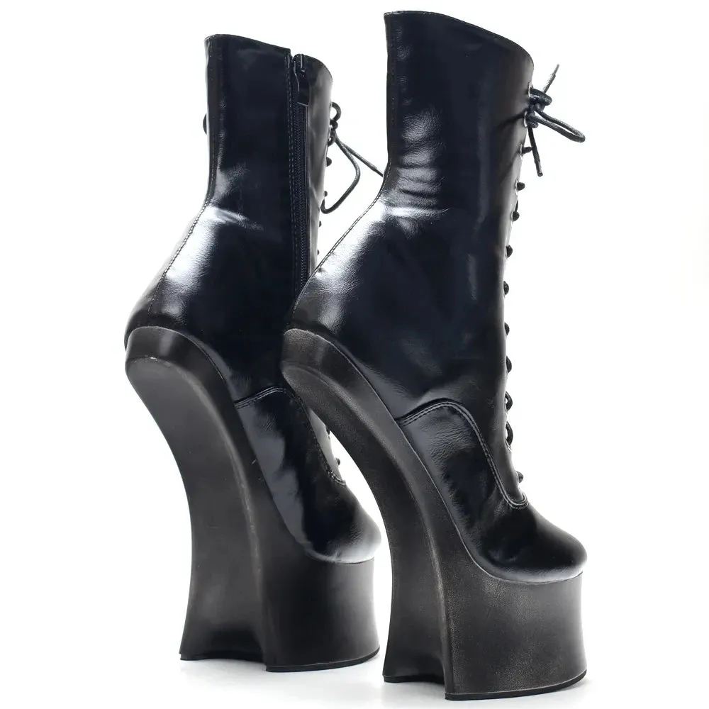 New Style Horseshoe heels Boots 18CM Super High Heel Heelless Fetish Cosplay Ankle Boots