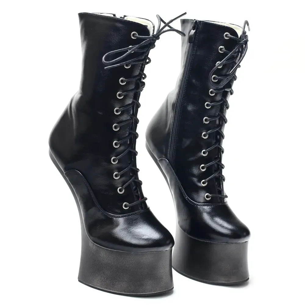 New Style Horseshoe heels Boots 18CM Super High Heel Heelless Fetish Cosplay Ankle Boots