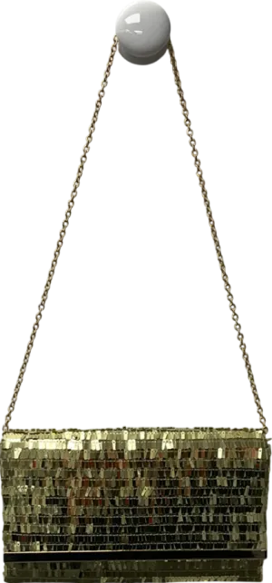 Next Metallic Gold Sequin Clutch Bag With Detachable Cross-body Chain One Size