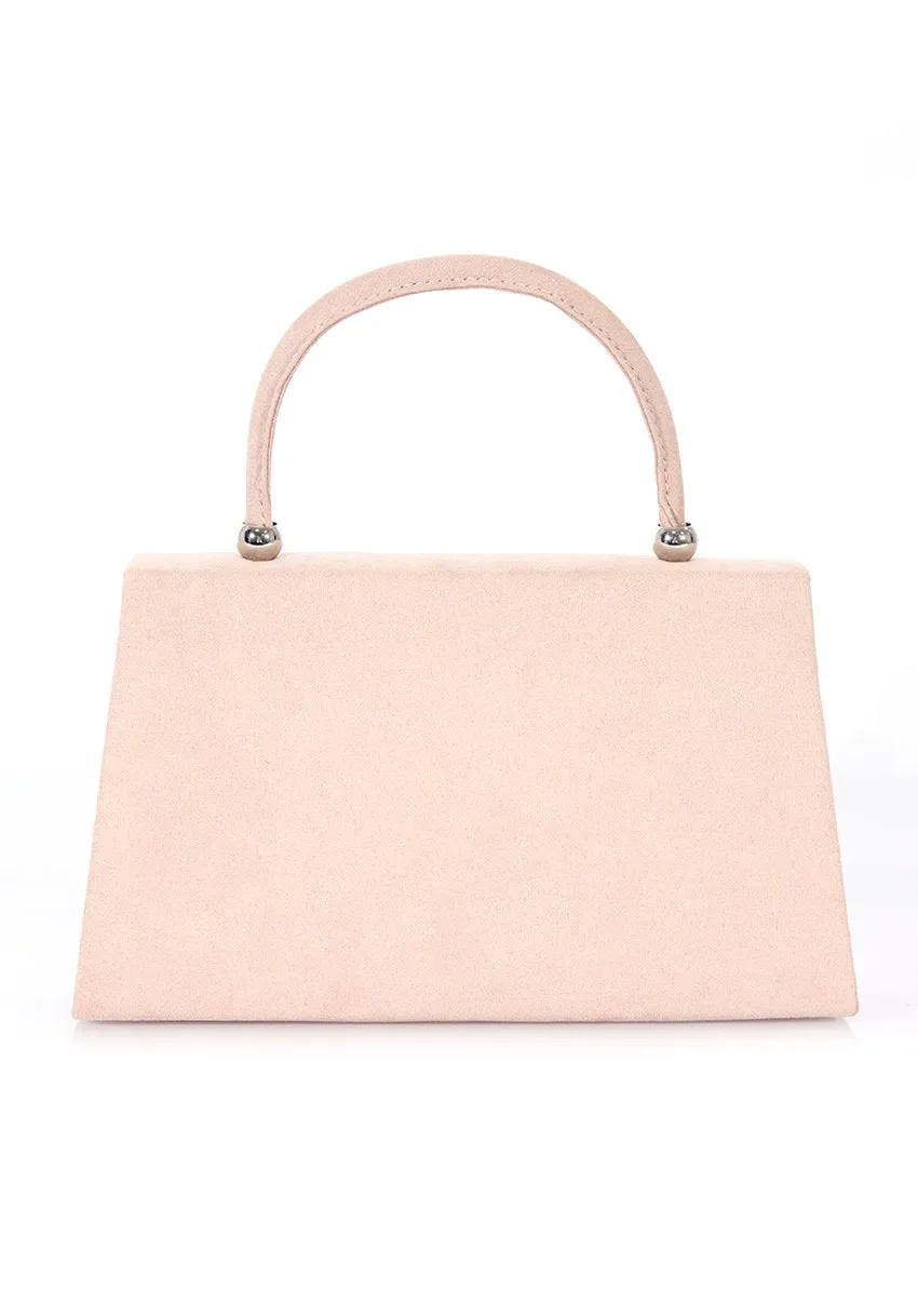 Nude Box Bag with Structured Strap