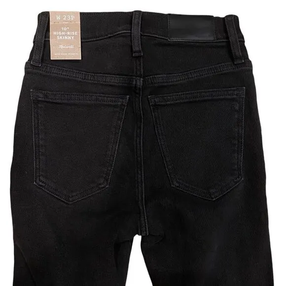 NWT Madewell 10&quot; High Rise Skinny Black Jeans with Magic Pockets Women's 23P