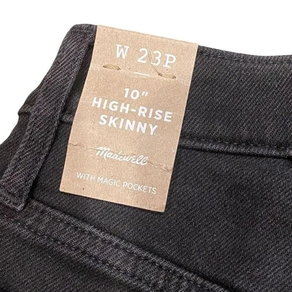 NWT Madewell 10&quot; High Rise Skinny Black Jeans with Magic Pockets Women's 23P