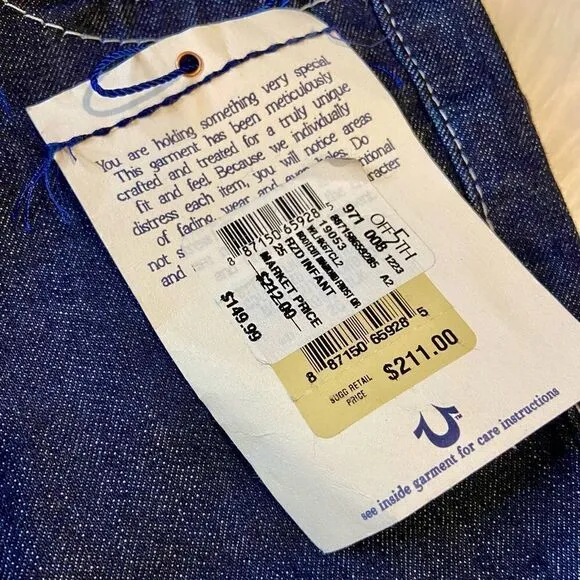 NWT True Religion Diamond Frost Dark Wash RZD Infant Bootcut Jeans