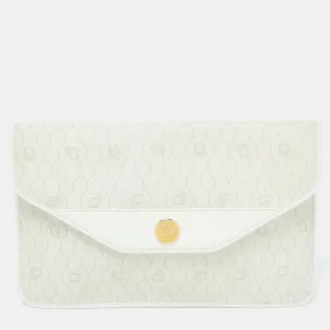 Off White Honeycomb Monogram Coated Canvas and Leather Clutch