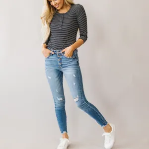 One Shot Kancan High Rise 4 Button Skinny