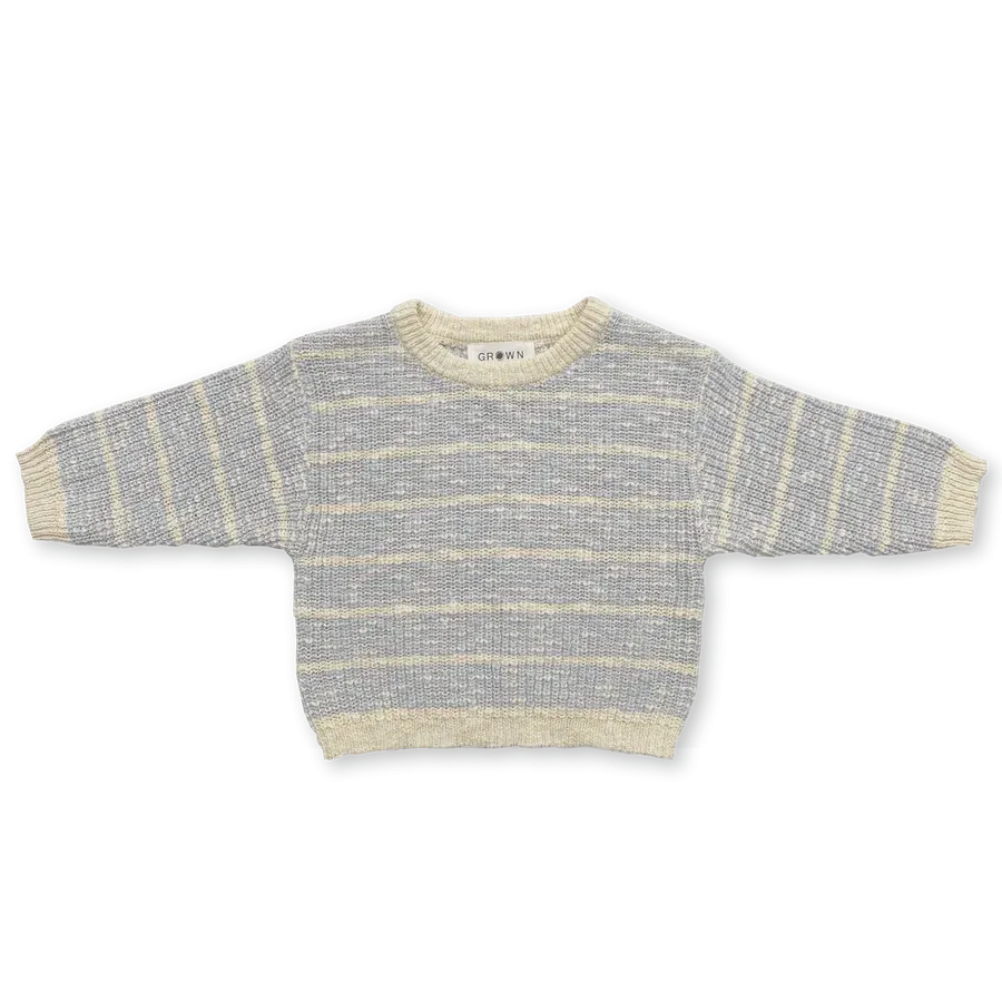 Organic Textured Rib Sweater - Aqua/Milk