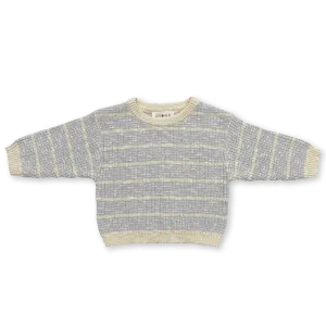 Organic Textured Rib Sweater - Aqua/Milk