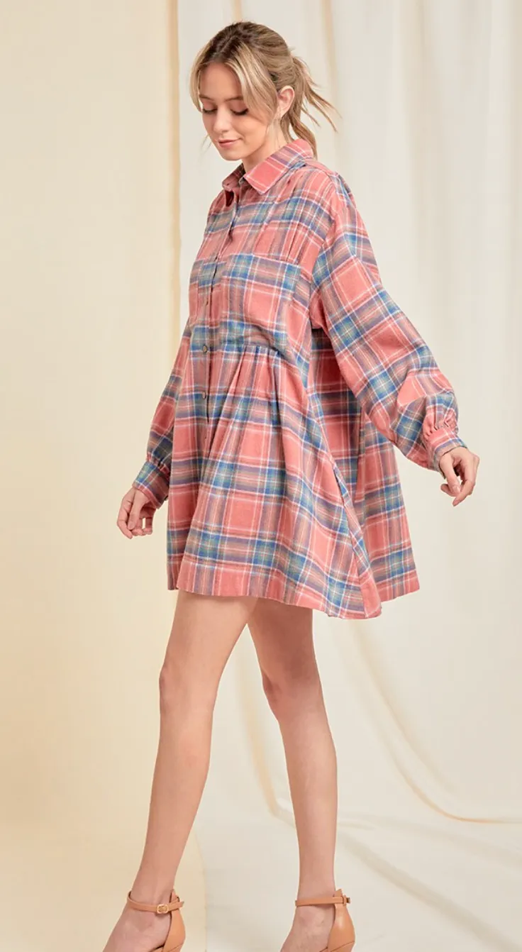 Oversized Flannel Dress