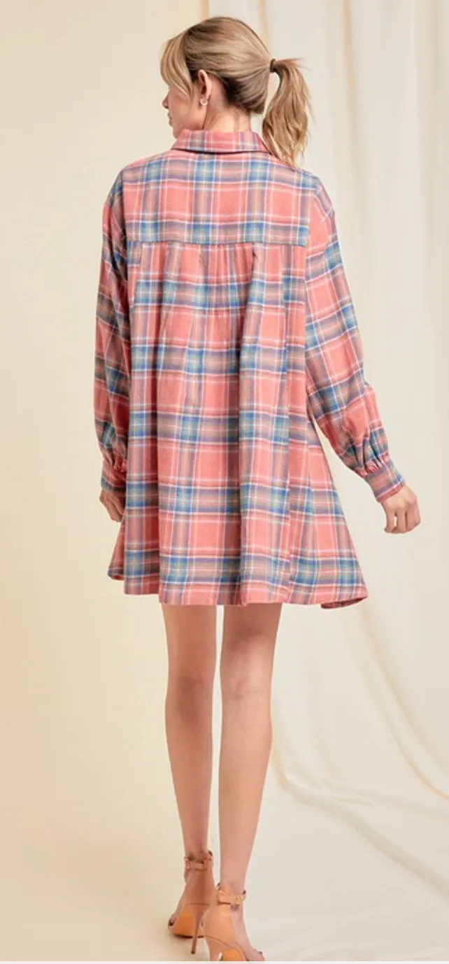 Oversized Flannel Dress
