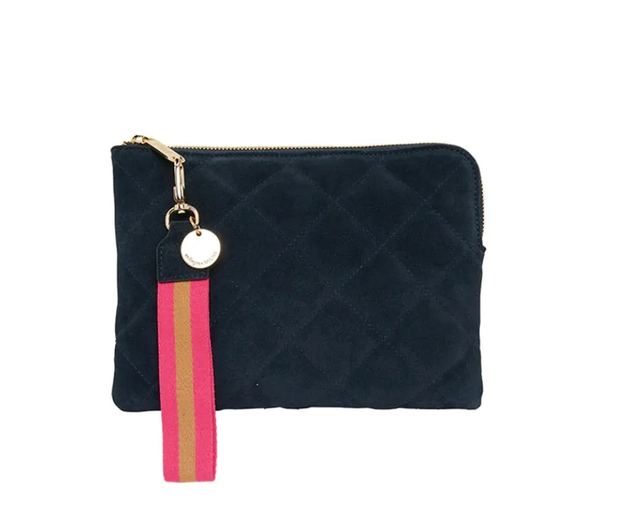 Paige Quilted Suede Clutch