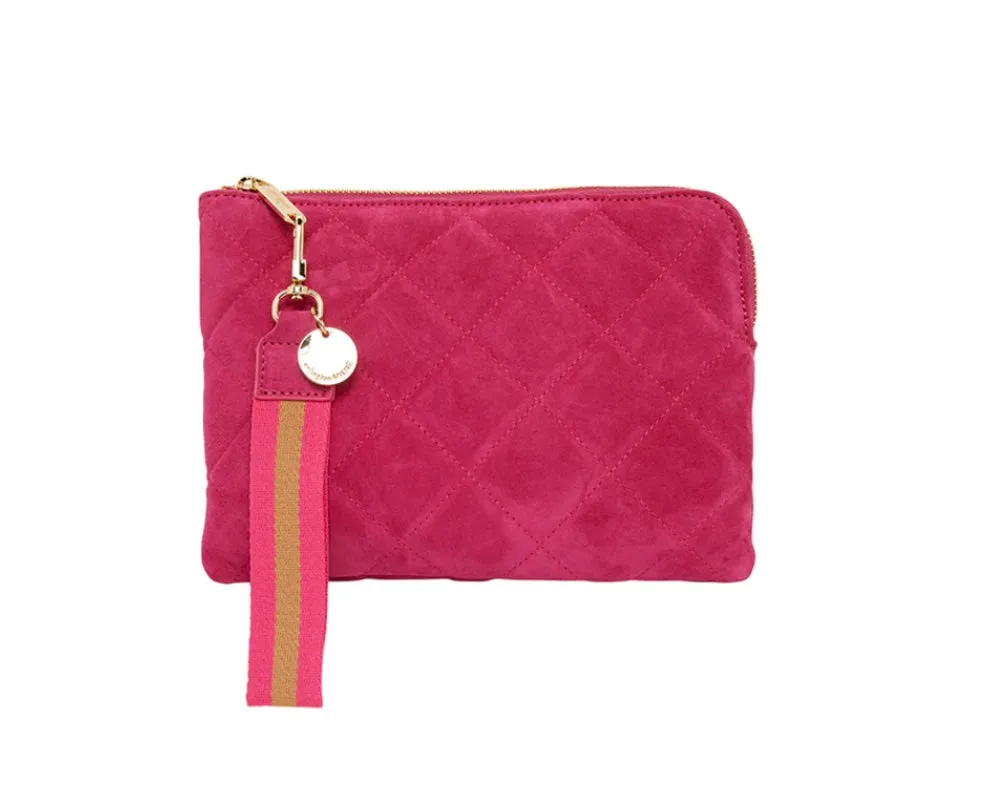 Paige Quilted Suede Clutch