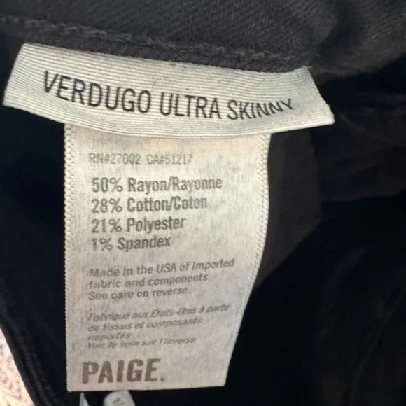 PAIGE Verdugo Ultra Skinny Black Jeans