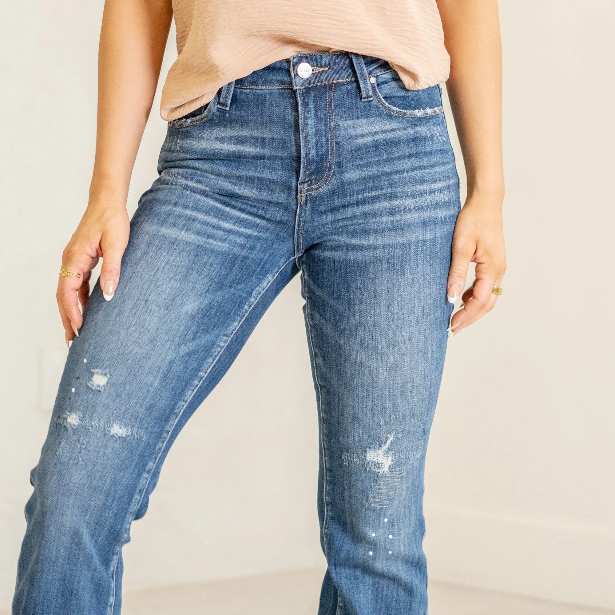 Paint Splattered High Rise Boot Cut