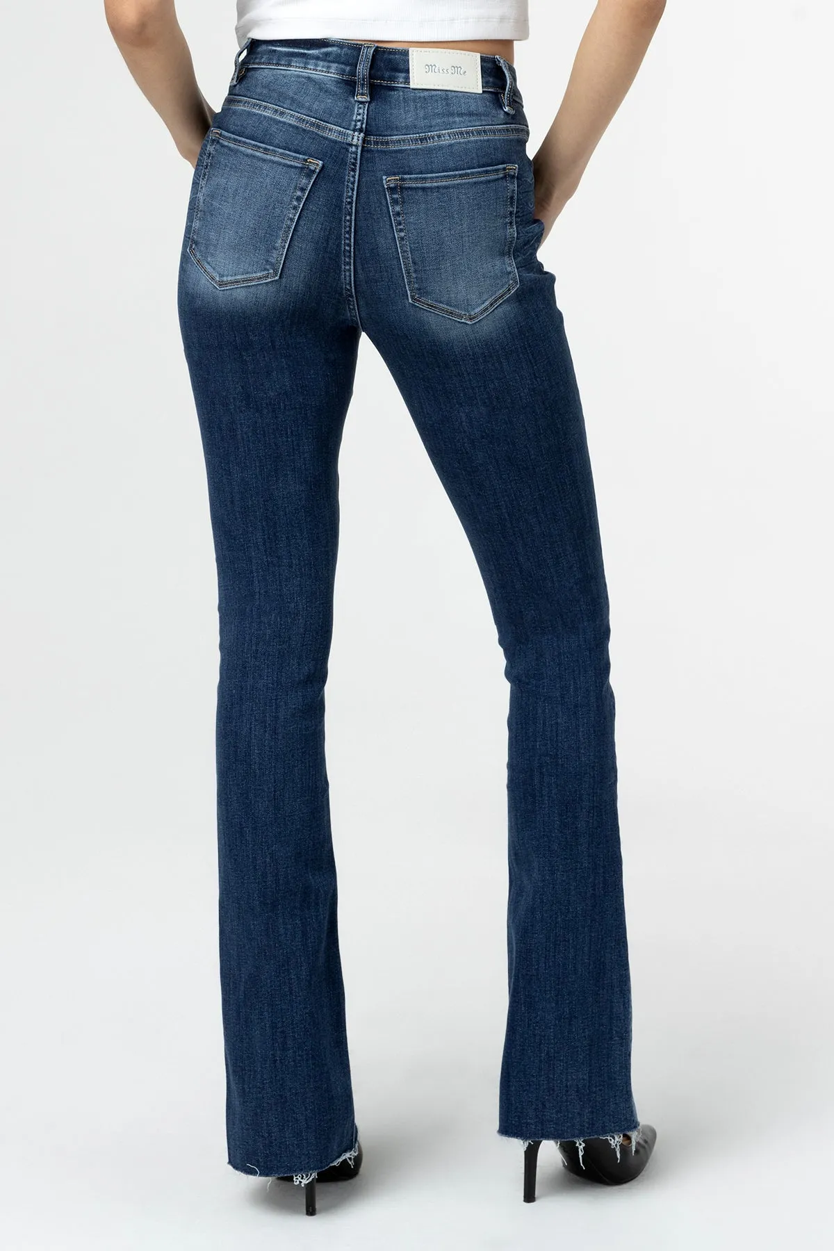 Paisley Front Slit Bootcut Jeans