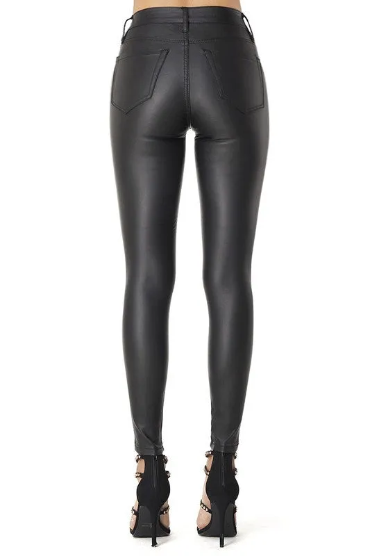 Panana Leather Ankle Skinny Pants In Black