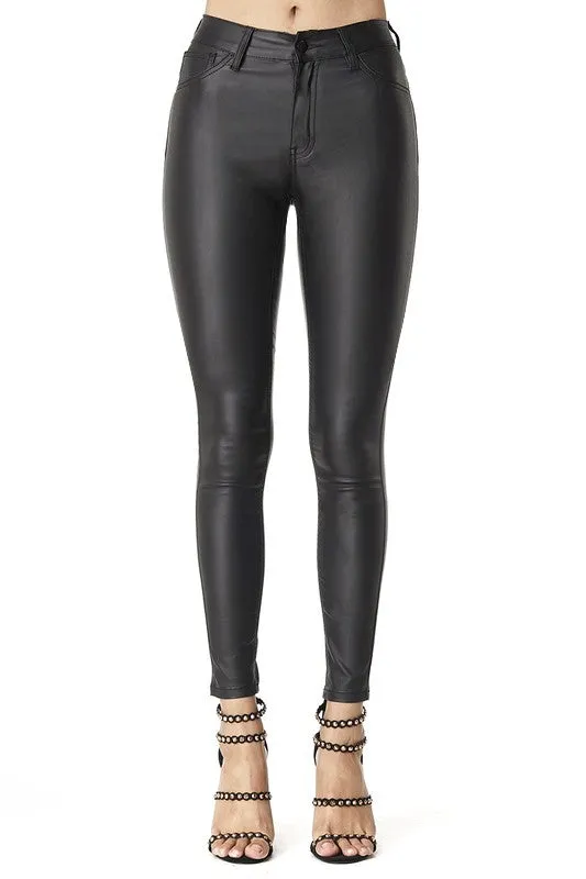 Panana Leather Ankle Skinny Pants In Black