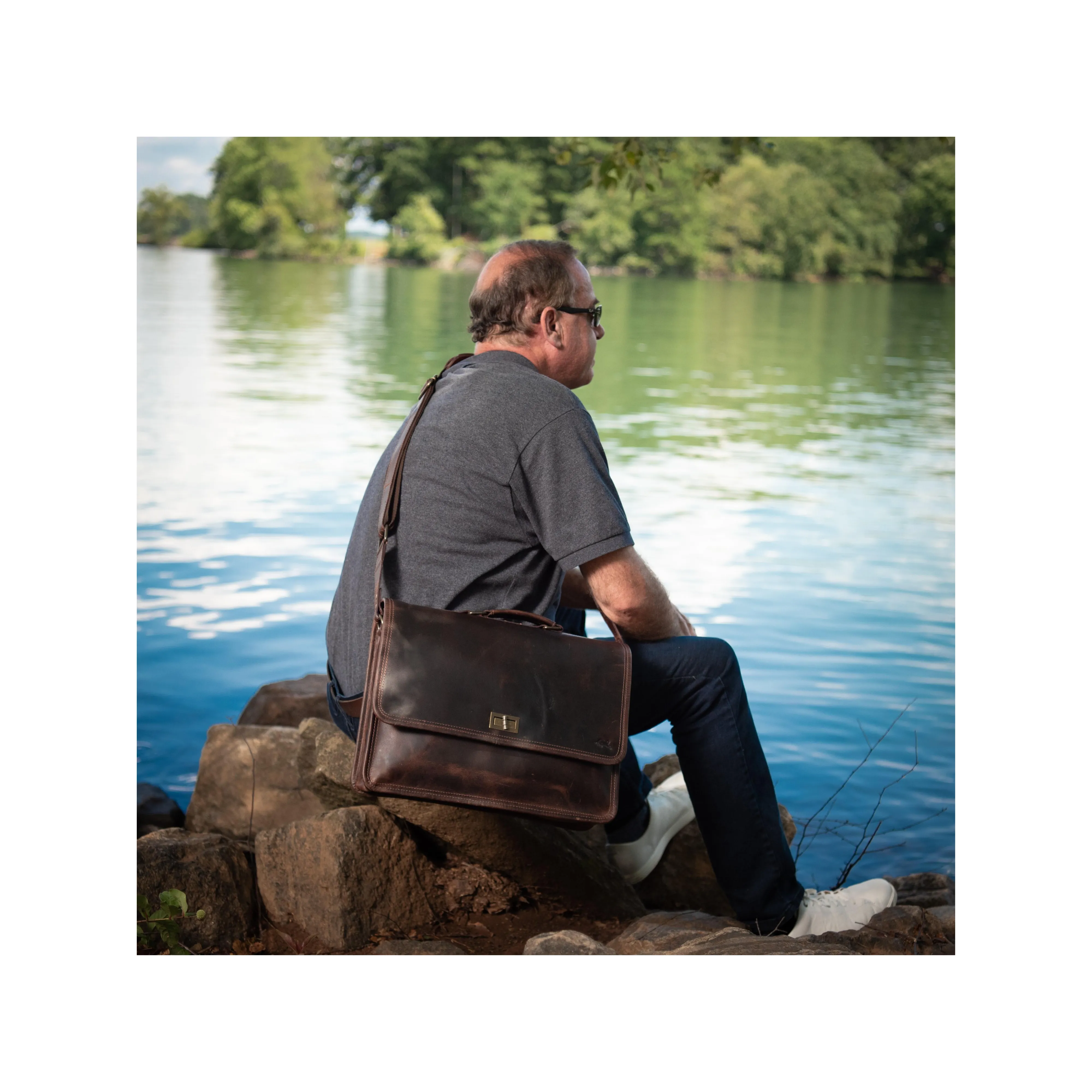 Parker Leather Messenger Bag for Men