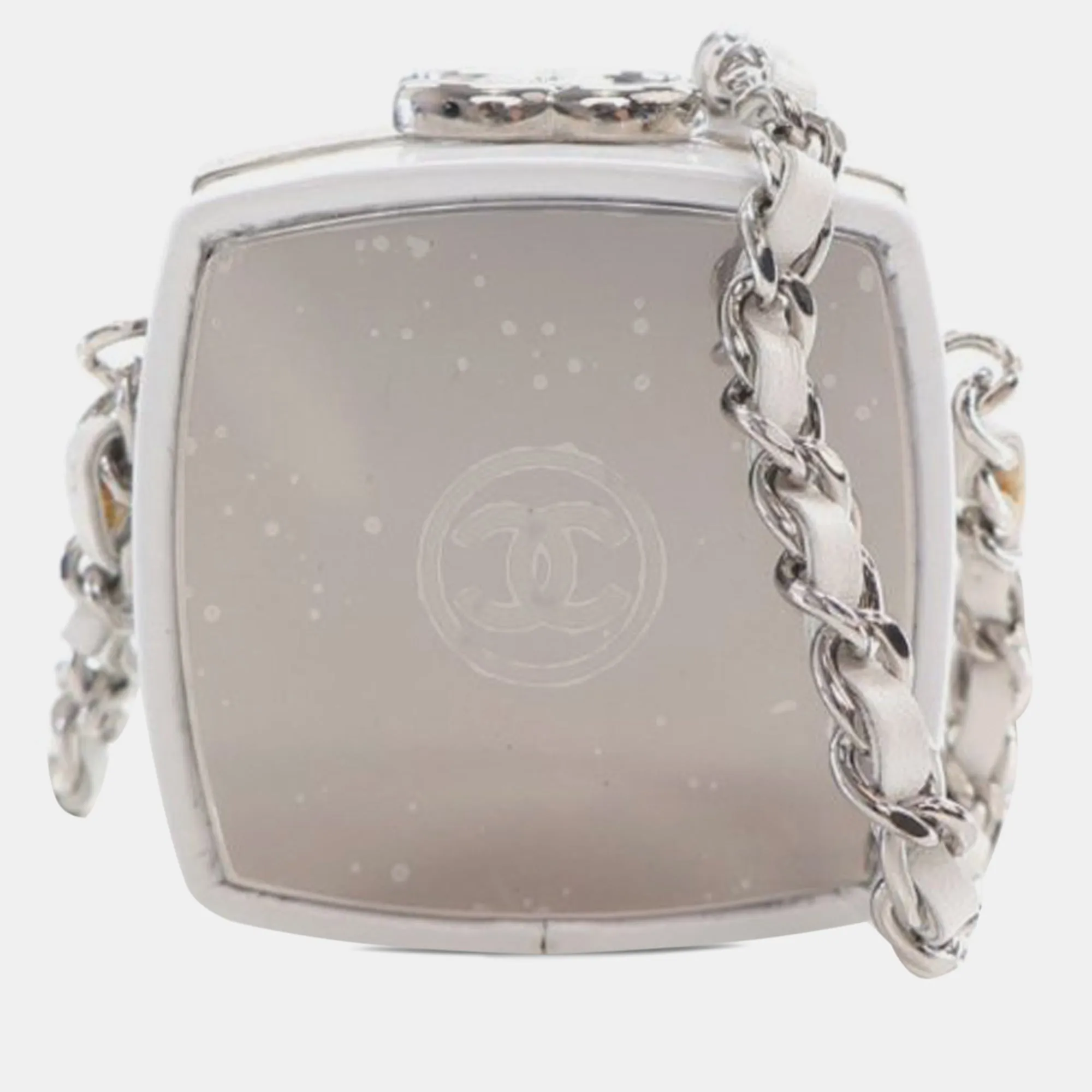 Patent Goatskin Make-Up Box Clutch With Chain