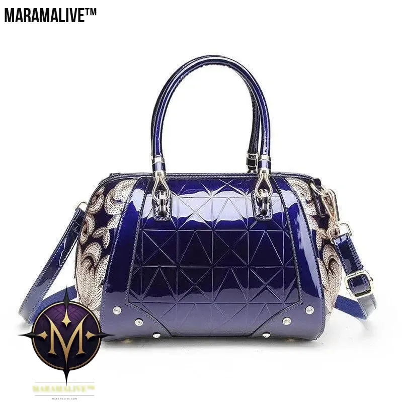 Patent leather Boston handbag