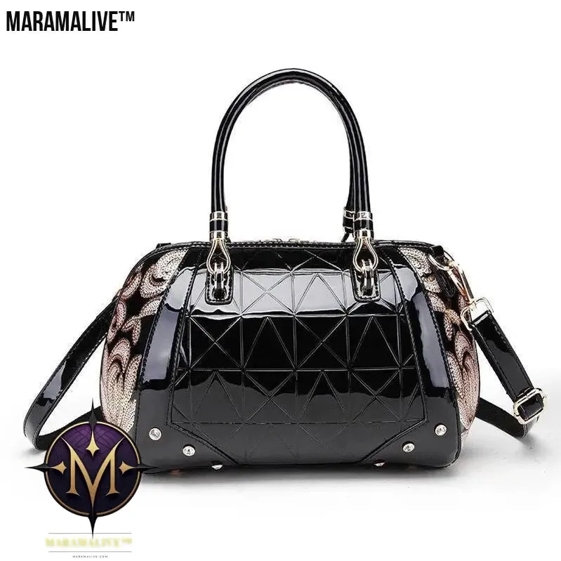 Patent leather Boston handbag