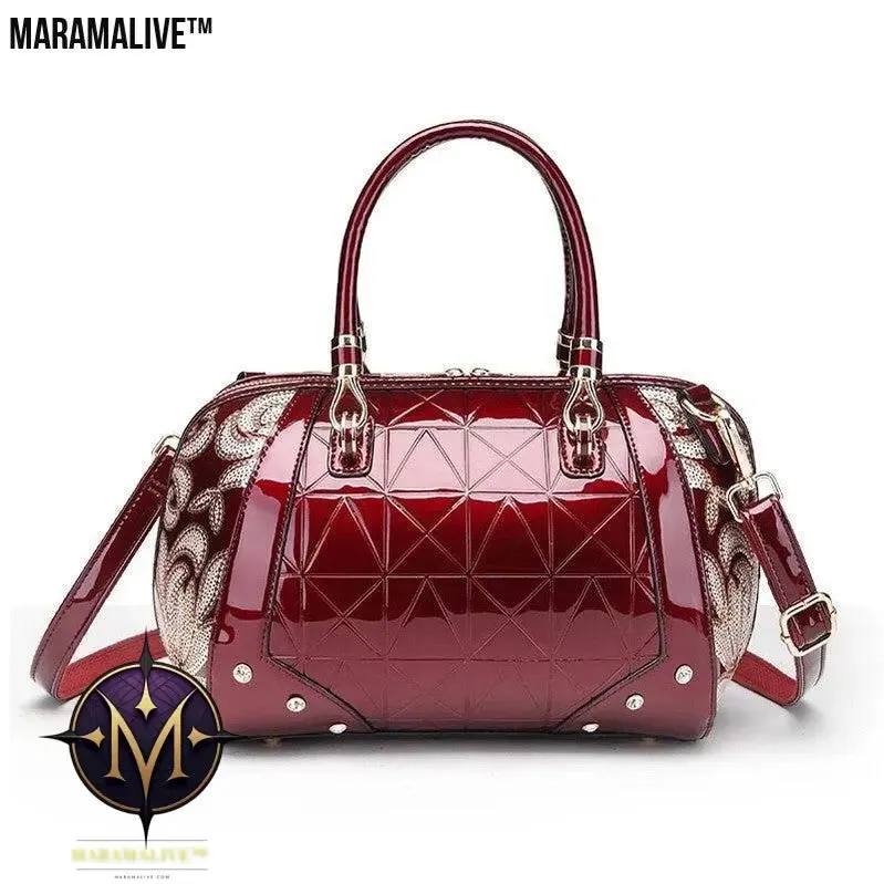 Patent leather Boston handbag