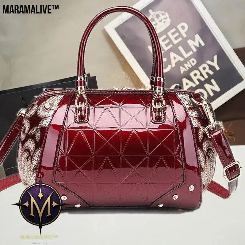 Patent leather Boston handbag