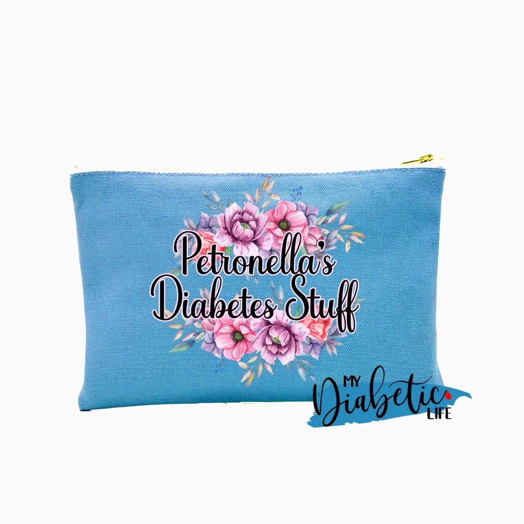 Personalised Floral Diabetes Stuff - Carry all storage bag