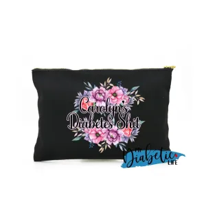 Personalised Floral Diabetes Stuff - Carry all storage bag