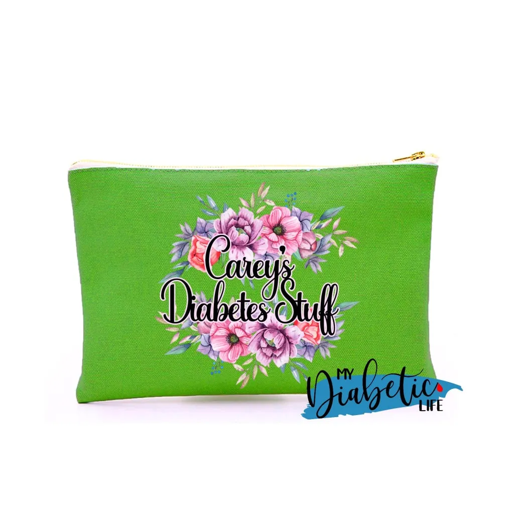 Personalised Floral Diabetes Stuff - Carry all storage bag