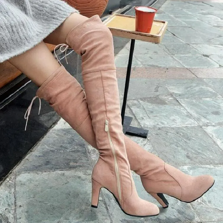 Petite Side Zipper Knee High Long Boots GS182