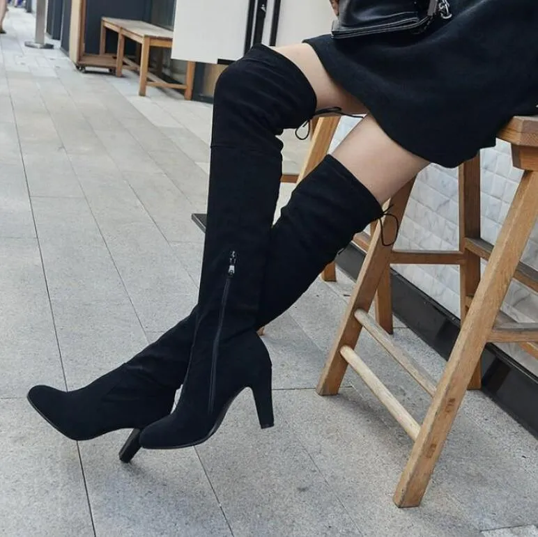 Petite Side Zipper Knee High Long Boots GS182
